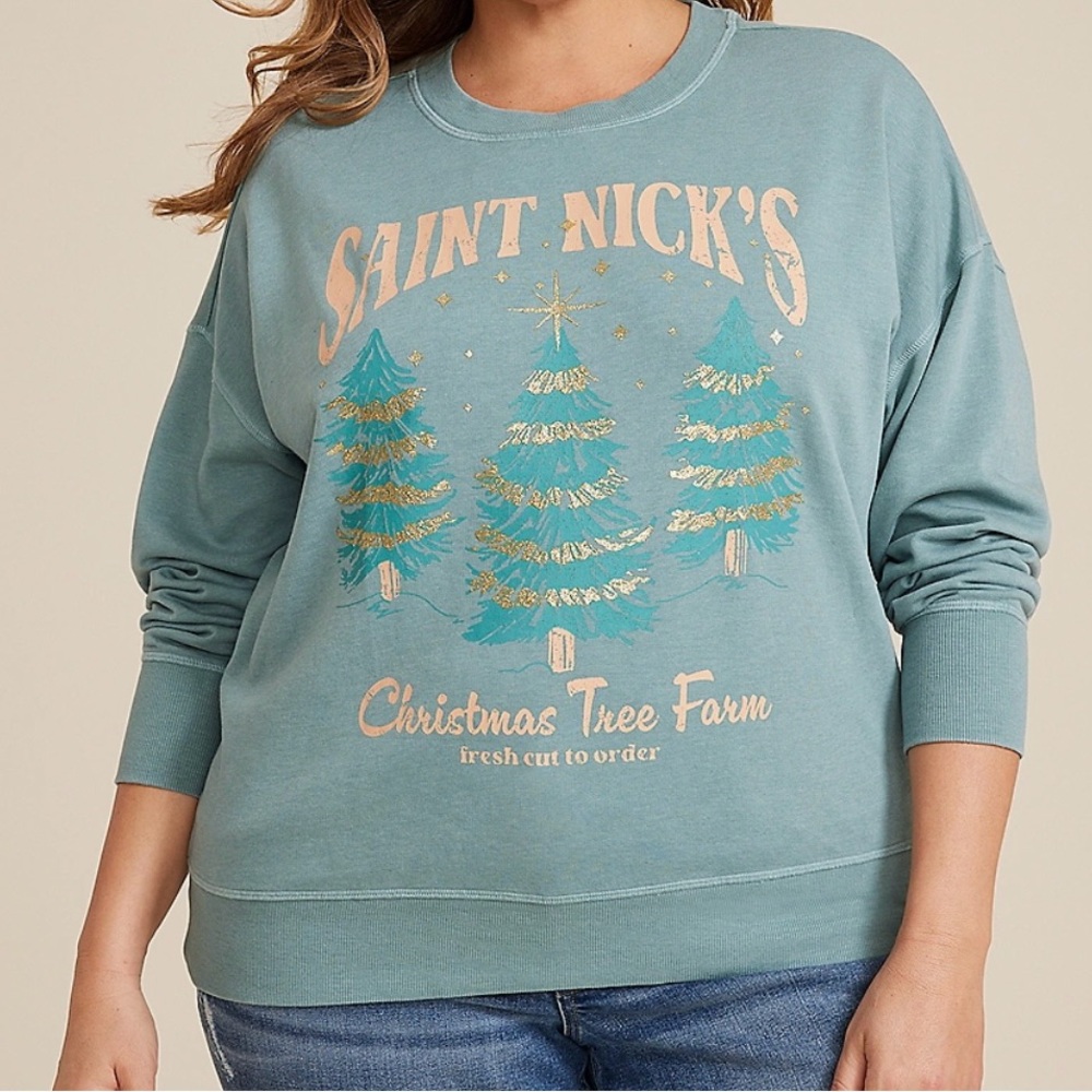 Maurice’s Plus Size St Nicks Christmas Tree Farm Relaxed Fit Sweatshirt